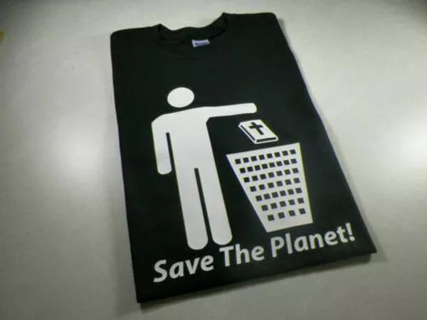 save the planet atheist anti religion t-shirt tee, White;black
save the planet atheist anti religion t-shirt tee, White;black