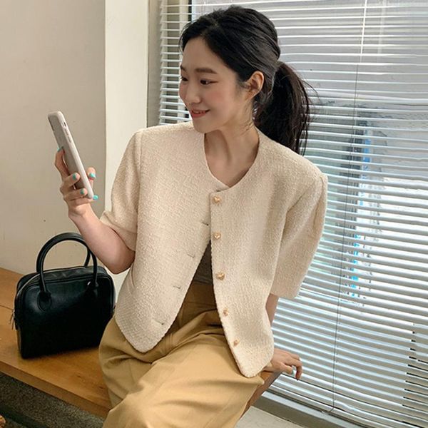 women's jackets women jacket harajuku summer korean chic ladies gentle round neck buttons loose casual short-sleeved tweed, Black;brown
women's jackets women jacket harajuku summer korean chic ladies gentle round neck buttons loose casual short-sleeved tweed, Black;brown