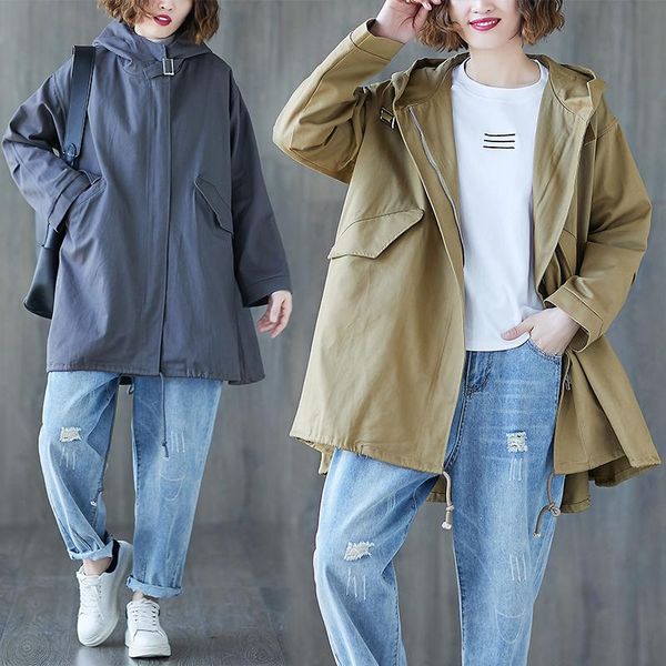women's trench coats plus size loose thin solid color hooded coat women 2021 spring autumn long windbreaker female cape type outerwear, Tan;black
women's trench coats plus size loose thin solid color hooded coat women 2021 spring autumn long windbreaker female cape type outerwear, Tan;black