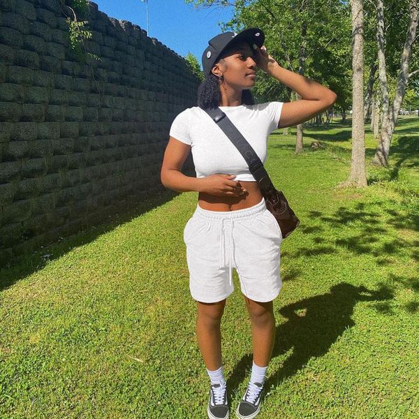 women's tracksuits 2 piece set women summer casual crop + shorts stand collar cropped pockets female two plus size, Gray
women's tracksuits 2 piece set women summer casual crop + shorts stand collar cropped pockets female two plus size, Gray