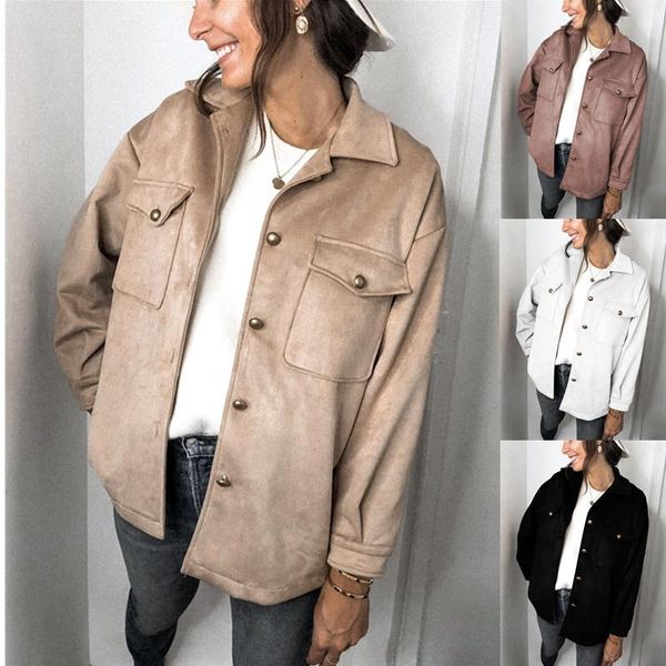 women's jackets 2021autumn and winter long sleeve button double pocket velvet jacket for women, Black;brown
women's jackets 2021autumn and winter long sleeve button double pocket velvet jacket for women, Black;brown