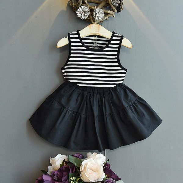 clothing sets summer baby suit girl round neck sleeveless striped + puffy skirt casual fashion pretty children's, White
clothing sets summer baby suit girl round neck sleeveless striped + puffy skirt casual fashion pretty children's, White
