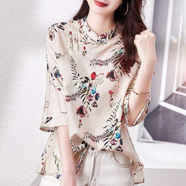 women's blouses & shirts chinese style retro shirt 2021 summer design sense niche women foreign fashion chiffon casual, White
women's blouses & shirts chinese style retro shirt 2021 summer design sense niche women foreign fashion chiffon casual, White