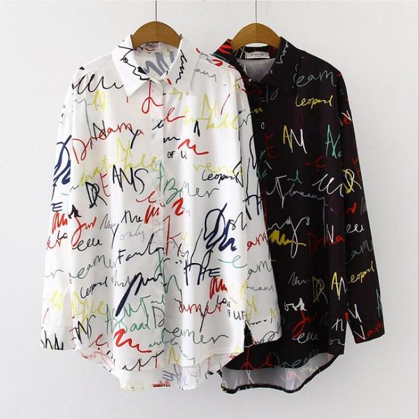 women's blouses & shirts streetwear fashion women letter print turn-down collar ovesized button up casual loose white black blouse fem
women's blouses & shirts streetwear fashion women letter print turn-down collar ovesized button up casual loose white black blouse fem