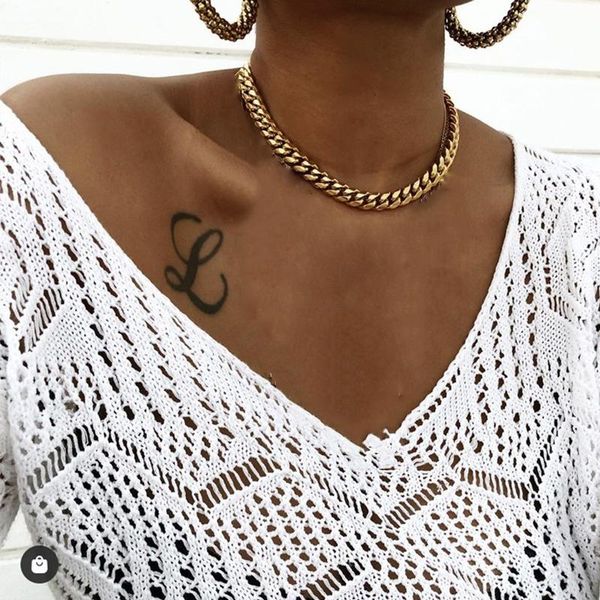 chokers fashion gold color punk cuban choker necklace for women men thick chain necklaces collar statement jewelry wholesale, Golden;silver
chokers fashion gold color punk cuban choker necklace for women men thick chain necklaces collar statement jewelry wholesale, Golden;silver