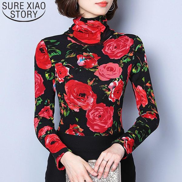 autumn fashion women and blouses long sleeve turtleneck clothing casual rose printed 5672 50 women's & shirts, White
autumn fashion women and blouses long sleeve turtleneck clothing casual rose printed 5672 50 women's & shirts, White