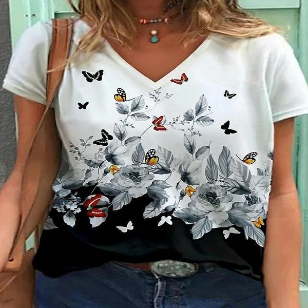 women's blouses & shirts shirt blouse fashion 2021 large size women casual v neck ladies loose floral print tunic 2, White
women's blouses & shirts shirt blouse fashion 2021 large size women casual v neck ladies loose floral print tunic 2, White