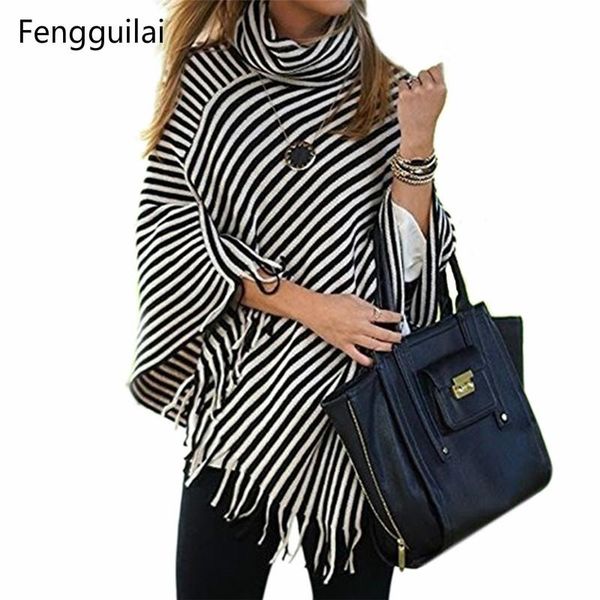 women's sweaters turtleneck striped ponchos and capes long womens knitted cape poncho femme ladies v neck black&white, White;black
women's sweaters turtleneck striped ponchos and capes long womens knitted cape poncho femme ladies v neck black&white, White;black