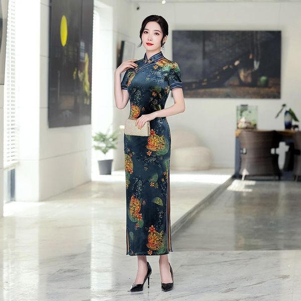 ethnic clothing chinese vintage mandarin collar women qipao large size 3xl 4xl dress gown elegant velour cheongsam spring short sleeve vesti, Red
ethnic clothing chinese vintage mandarin collar women qipao large size 3xl 4xl dress gown elegant velour cheongsam spring short sleeve vesti, Red