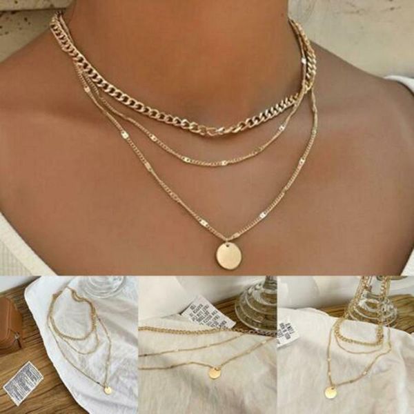 pendant necklaces vintage multilayer necklace with round plate decor plated alloy neck choker jewelry gift for women golden aic88, Silver
pendant necklaces vintage multilayer necklace with round plate decor plated alloy neck choker jewelry gift for women golden aic88, Silver