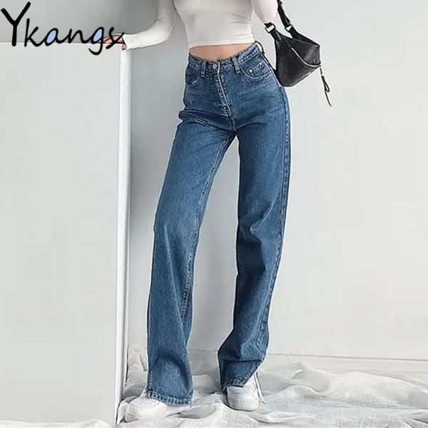 women's jeans basic high waist side slit wide leg denim pants korean harajuku classic women streetwear simple vintage all-match trouser, Blue
women's jeans basic high waist side slit wide leg denim pants korean harajuku classic women streetwear simple vintage all-match trouser, Blue