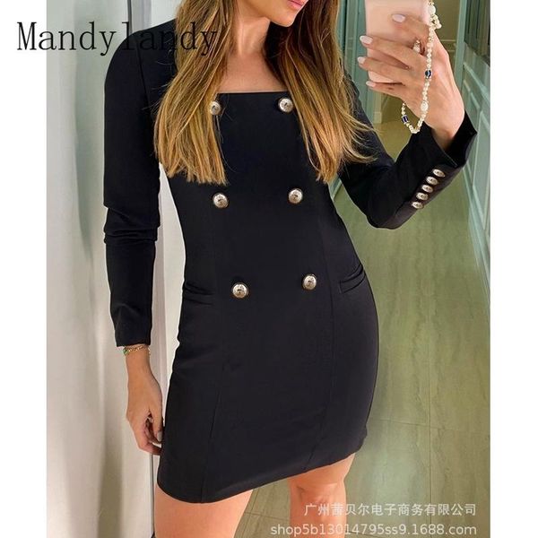 casual dresses mandylandy dress autumn fashion long sleeve solid color high waist square collar women's slim double-breasted, Black;gray
casual dresses mandylandy dress autumn fashion long sleeve solid color high waist square collar women's slim double-breasted, Black;gray