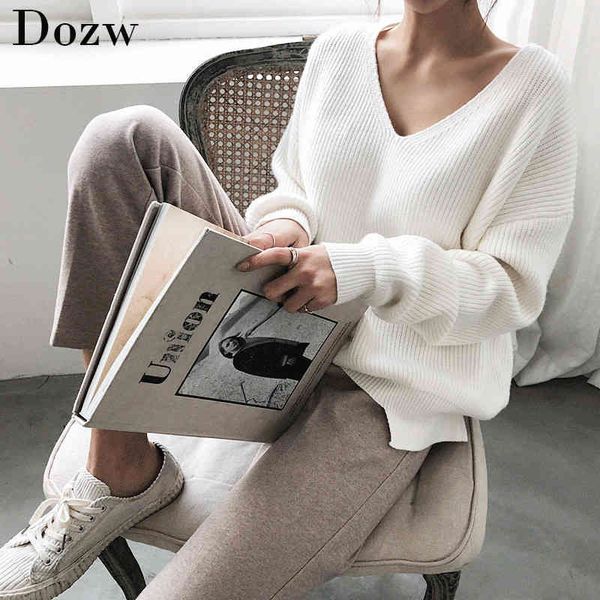 womens sweaters autumn winter casual v neck women pullover sweater solid long sleeve fashion loose knitted cashmere 210414, White;black
womens sweaters autumn winter casual v neck women pullover sweater solid long sleeve fashion loose knitted cashmere 210414, White;black