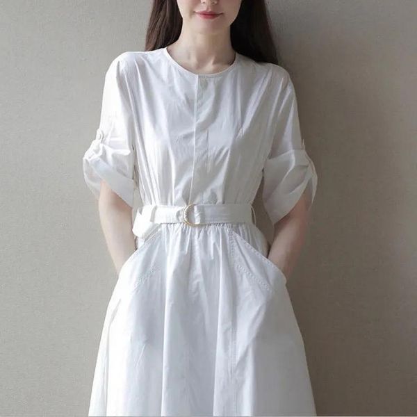 casual dresses summer 2021 french temperament lace-up waist thin white high-waist shirt chinese fashion dress women ruffles, Black;gray
casual dresses summer 2021 french temperament lace-up waist thin white high-waist shirt chinese fashion dress women ruffles, Black;gray