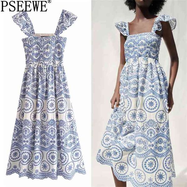 summer long dress women blue embroidery cut out midi woman vintage ruffle straps backless boho casual es 210519, Black;gray
summer long dress women blue embroidery cut out midi woman vintage ruffle straps backless boho casual es 210519, Black;gray