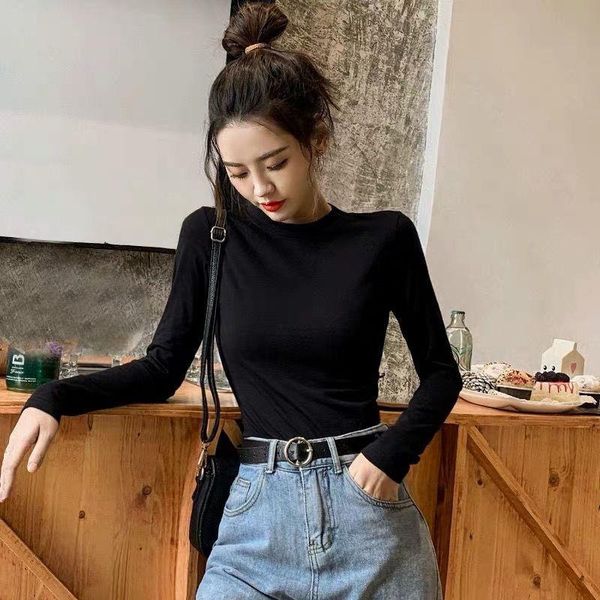 women's t-shirt woman tshirts spring, autumn and winter long sleeves stretch tight turtleneck women mujer camisetas, White
women's t-shirt woman tshirts spring, autumn and winter long sleeves stretch tight turtleneck women mujer camisetas, White