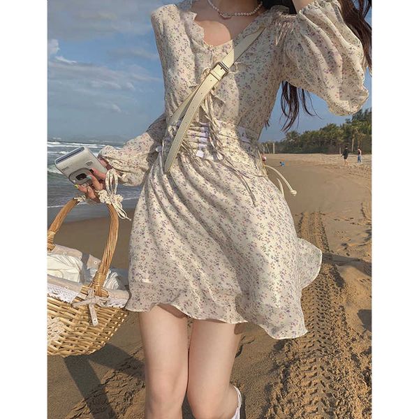 drs floral 2021 summer gentle wind dign close waist long sleeve medium length fried street v-neck first love skirt, Black
drs floral 2021 summer gentle wind dign close waist long sleeve medium length fried street v-neck first love skirt, Black