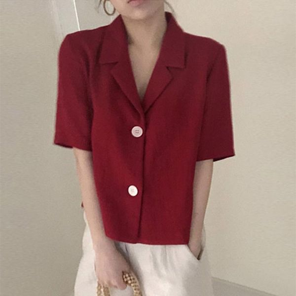 women's blouses & shirts korean chic french elegant small lapel single row two button design loose short-sleeved suit shirt women, White
women's blouses & shirts korean chic french elegant small lapel single row two button design loose short-sleeved suit shirt women, White
