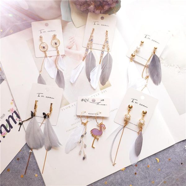 stud christmas present 2021 trendy sweet feather crystal chain women's earrings japanese and korean temperament exotic, Golden;silver
stud christmas present 2021 trendy sweet feather crystal chain women's earrings japanese and korean temperament exotic, Golden;silver