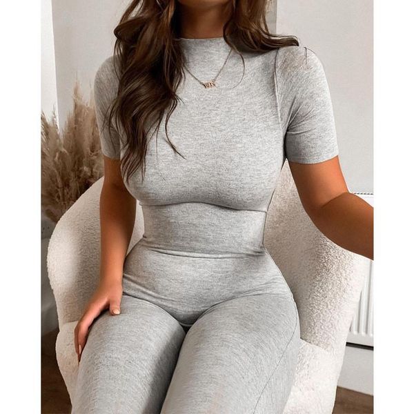 women casual romper clothes sets solid short sleeve crew neck skinny stretch jumpsuits trousers ladies fitness tracksuits summer women', Black;white
women casual romper clothes sets solid short sleeve crew neck skinny stretch jumpsuits trousers ladies fitness tracksuits summer women', Black;white