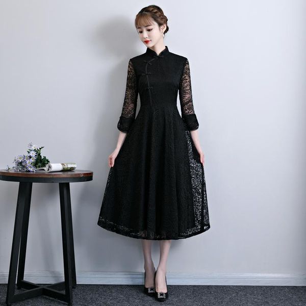 casual dresses 2021 long cheongsam vintage chinese style mandarin collar dress womens summer lace qipao slim party vestido s-xxl, Black;gray
casual dresses 2021 long cheongsam vintage chinese style mandarin collar dress womens summer lace qipao slim party vestido s-xxl, Black;gray