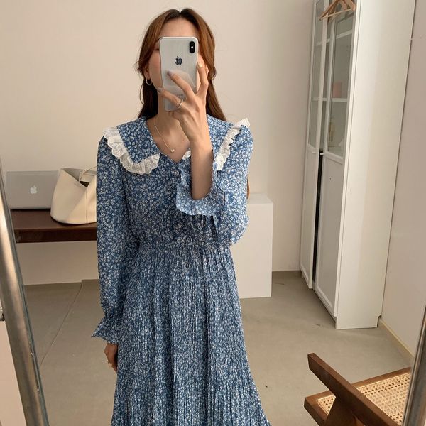 dresses french korean sweet baby collar lace contrast fashion gentle women pleated double long sleeve floral, Black;gray
dresses french korean sweet baby collar lace contrast fashion gentle women pleated double long sleeve floral, Black;gray