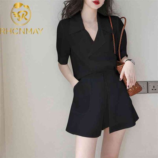 women 2 pieces set short sleeve notched neck cropped coat + elastic waist shorts suit lady fashion casual clothes 210506, White
women 2 pieces set short sleeve notched neck cropped coat + elastic waist shorts suit lady fashion casual clothes 210506, White
