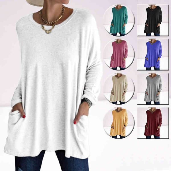 women's t-shirt long sleeved solid color retro pocket extra large women's clothing autumn fashion y2k basic 2022, White
women's t-shirt long sleeved solid color retro pocket extra large women's clothing autumn fashion y2k basic 2022, White