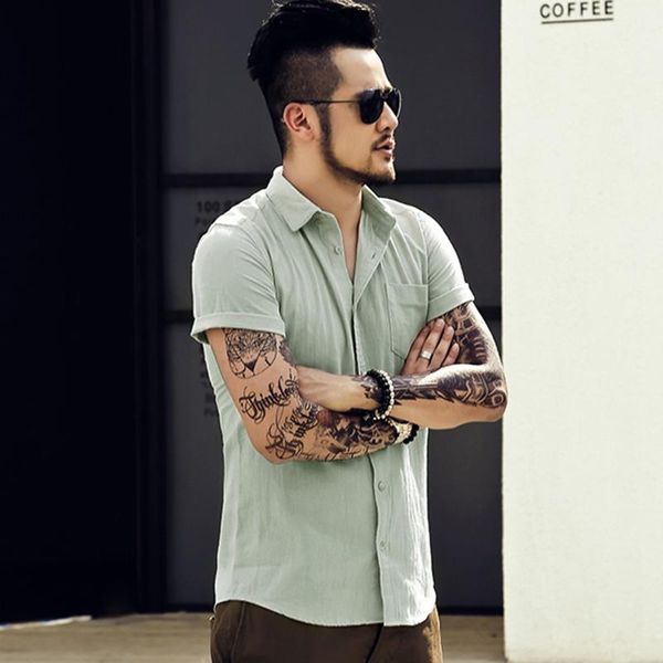 men summer casual linen shirt solid slim fit british style fashion design men's shirts, White;black
men summer casual linen shirt solid slim fit british style fashion design men's shirts, White;black