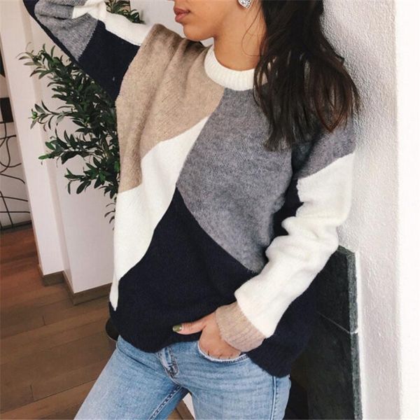 women's sweaters sweater women autumn winter patchwork long sleeve o neck loose slim female ladies pullover, White;black
women's sweaters sweater women autumn winter patchwork long sleeve o neck loose slim female ladies pullover, White;black