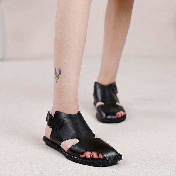 summer flat bottom beach full-layer cowhide retro solid color leather soft sandals, Black
summer flat bottom beach full-layer cowhide retro solid color leather soft sandals, Black