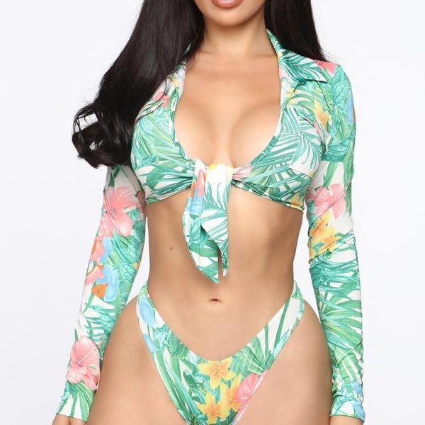 one-piece suits women summer tropical floral print 2 pieces bikini set long sleeve tie knot front crop swimsuit high waist tummy control
one-piece suits women summer tropical floral print 2 pieces bikini set long sleeve tie knot front crop swimsuit high waist tummy control