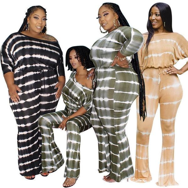 plus size clothing 5xl loose womens jumpsuit elastic waist flared pant striped one piece wholesale dropshipping, Black;white 
plus size clothing 5xl loose womens jumpsuit elastic waist flared pant striped one piece wholesale dropshipping, Black;white