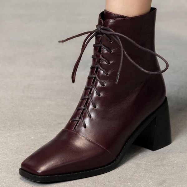 boots women's genuine leather thick high heel square toe lace-up autumn winter warm plush ankle retro heels shoes, Black
boots women's genuine leather thick high heel square toe lace-up autumn winter warm plush ankle retro heels shoes, Black
