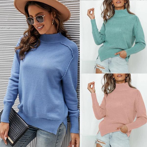 women's sweaters european and american clothing autumn winter 2022 solid color high neck long sleeve pullover sweater, White;black
women's sweaters european and american clothing autumn winter 2022 solid color high neck long sleeve pullover sweater, White;black
