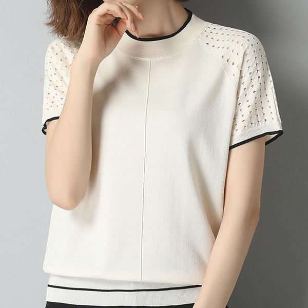 women's blouses & shirts femme short sleeve knit blouse women pullover blusas mujer de moda 2021 o-neck knitted shirt e921, White
women's blouses & shirts femme short sleeve knit blouse women pullover blusas mujer de moda 2021 o-neck knitted shirt e921, White