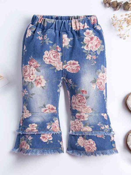 baby floral print bleach wash raw trim flare leg jeans she, Blue
baby floral print bleach wash raw trim flare leg jeans she, Blue