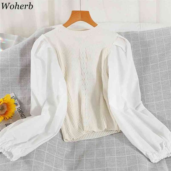 sweater women jumpers spring summer puff sleeve patchwork knitted pullover shirts casual o neck slim simple korean 210519, White
sweater women jumpers spring summer puff sleeve patchwork knitted pullover shirts casual o neck slim simple korean 210519, White