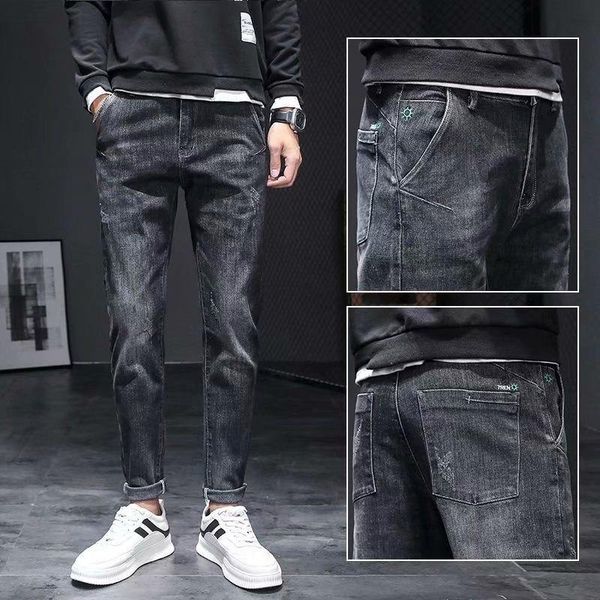 men's jeans fashion 2021 light luxury high-end black trendy brand printing retro trend casual pants slim feet pencil, Blue
men's jeans fashion 2021 light luxury high-end black trendy brand printing retro trend casual pants slim feet pencil, Blue