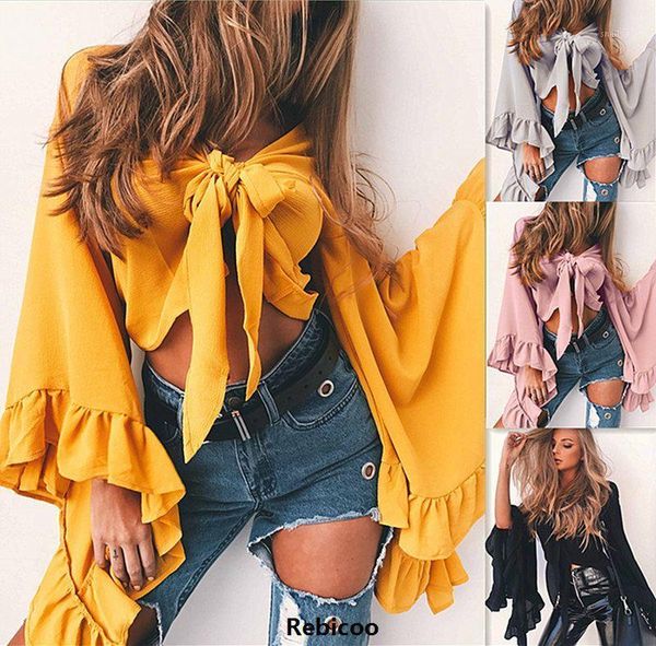 women's blouses & shirts fashion women summer loose ruffles bowknot long sleeve short blouse ladies party club shirt clubwear outfits, White
women's blouses & shirts fashion women summer loose ruffles bowknot long sleeve short blouse ladies party club shirt clubwear outfits, White