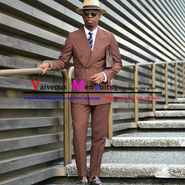 men's suits & blazers classic brown business mens 2 pieces tuxedos for men double breasted blazer pants party prom costume homme, White;black
men's suits & blazers classic brown business mens 2 pieces tuxedos for men double breasted blazer pants party prom costume homme, White;black