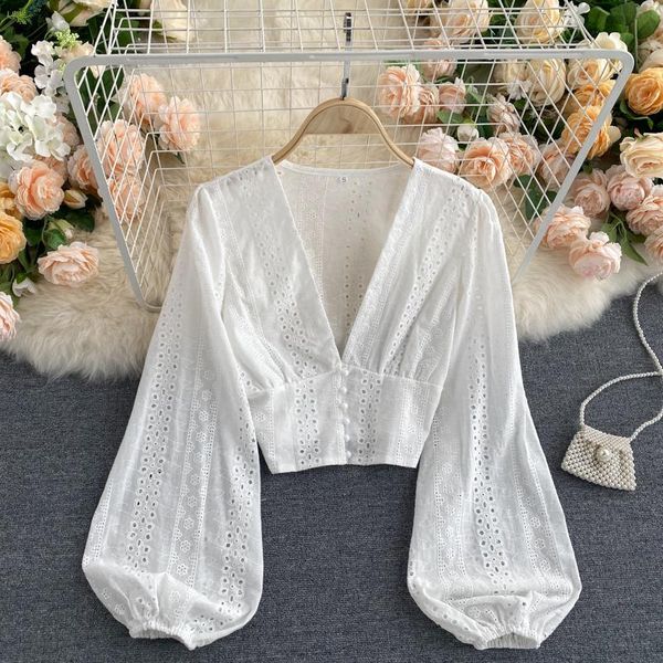 women's blouses & shirts hollow out blouse elegant deep v-neck slim short female puff long sleeve white autumn blusas soyl
women's blouses & shirts hollow out blouse elegant deep v-neck slim short female puff long sleeve white autumn blusas soyl