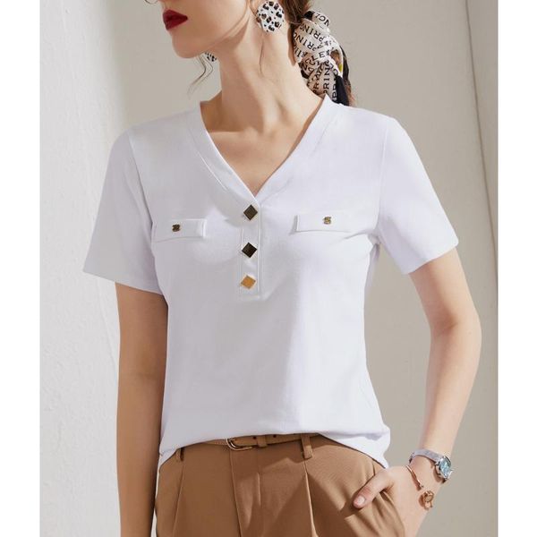 women's t-shirt women cotton summer clothes v-neck short sleeve female slim tee shirts black white business casual tshirt
women's t-shirt women cotton summer clothes v-neck short sleeve female slim tee shirts black white business casual tshirt