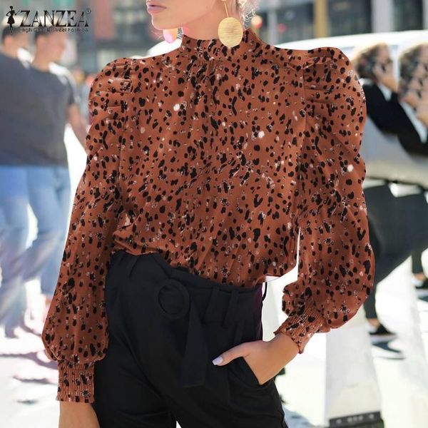 women's blouses & shirts women spring leopard printed shirt elegant long puff sleeve blouse casual lace up holiday blusas female work, White
women's blouses & shirts women spring leopard printed shirt elegant long puff sleeve blouse casual lace up holiday blusas female work, White