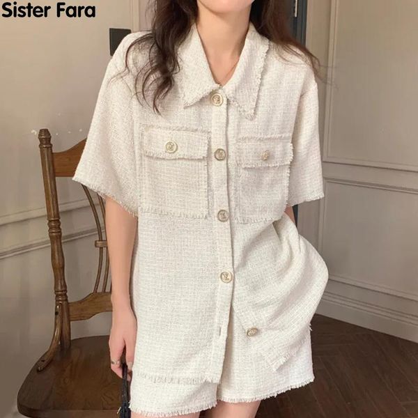 women's tracksuits sister fara buttons tassel short sleeve shirt summer suit+high waist loose straight shorts female casual two piece s, Gray
women's tracksuits sister fara buttons tassel short sleeve shirt summer suit+high waist loose straight shorts female casual two piece s, Gray