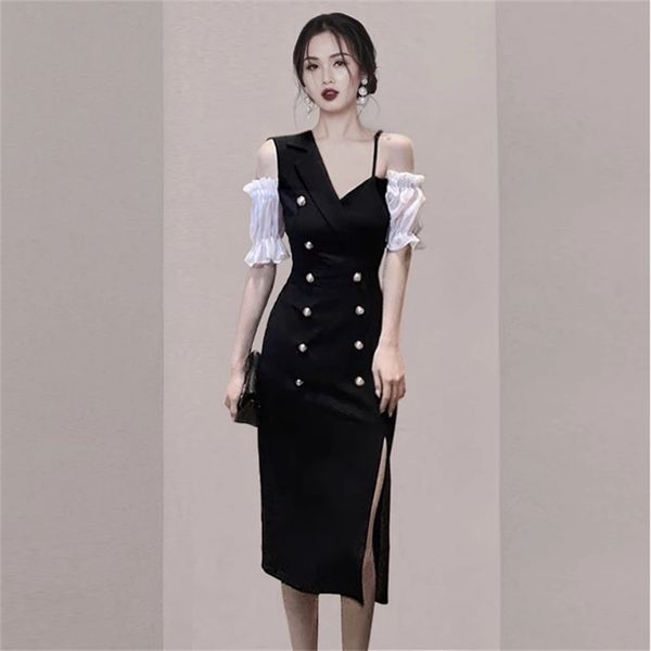 women dress summer vintage elegant dresses off shoulder short sleeve split sling robe office bodycon vestidos 210603, Black;gray
women dress summer vintage elegant dresses off shoulder short sleeve split sling robe office bodycon vestidos 210603, Black;gray