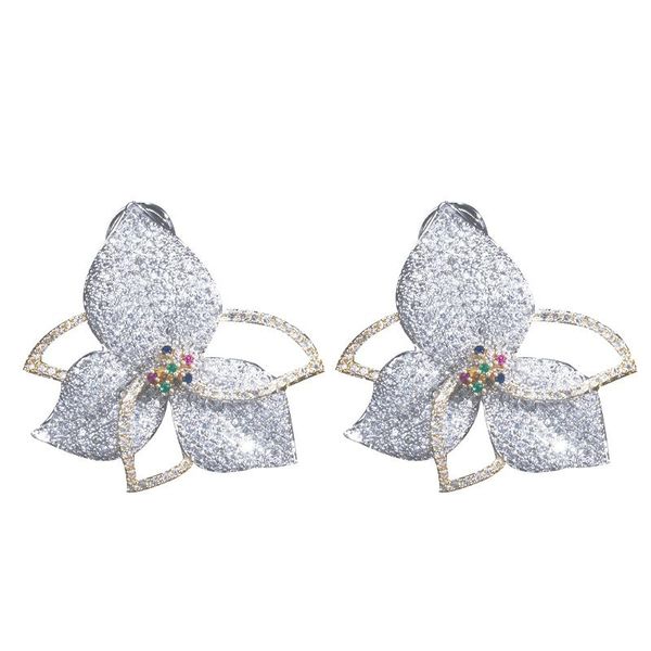 stud two tones full micro-pave cubic zirconia stones geometric big luxury cz flower earrings for women jewelry, Golden;silver
stud two tones full micro-pave cubic zirconia stones geometric big luxury cz flower earrings for women jewelry, Golden;silver