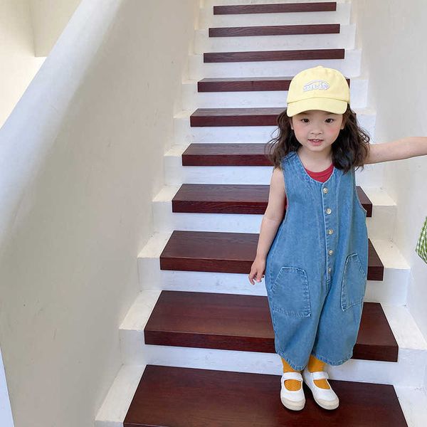 summer loose sleeveless denim bodysuits korean style boys and girls oversized casual coveralls 210615, Blue
summer loose sleeveless denim bodysuits korean style boys and girls oversized casual coveralls 210615, Blue