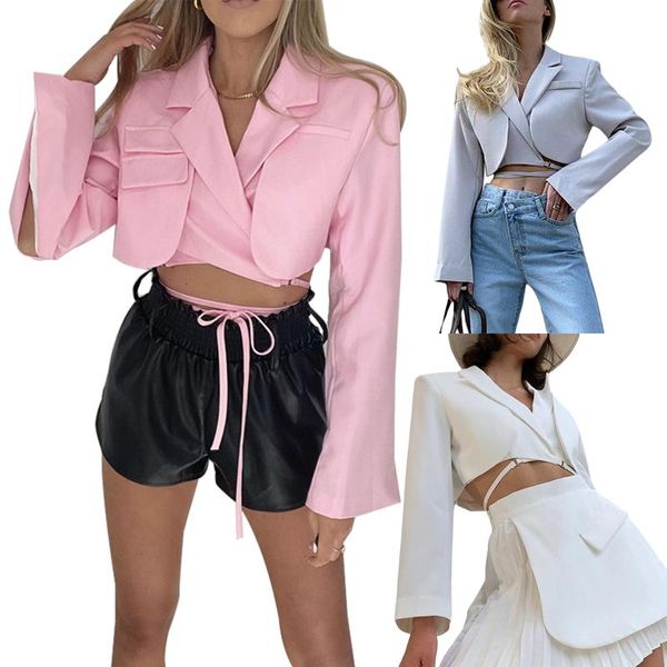 women's suits & blazers hirigin fashion women suit jacket solid color tailored collar long sleeves short bandage coat for ladies autumn, White;black
women's suits & blazers hirigin fashion women suit jacket solid color tailored collar long sleeves short bandage coat for ladies autumn, White;black