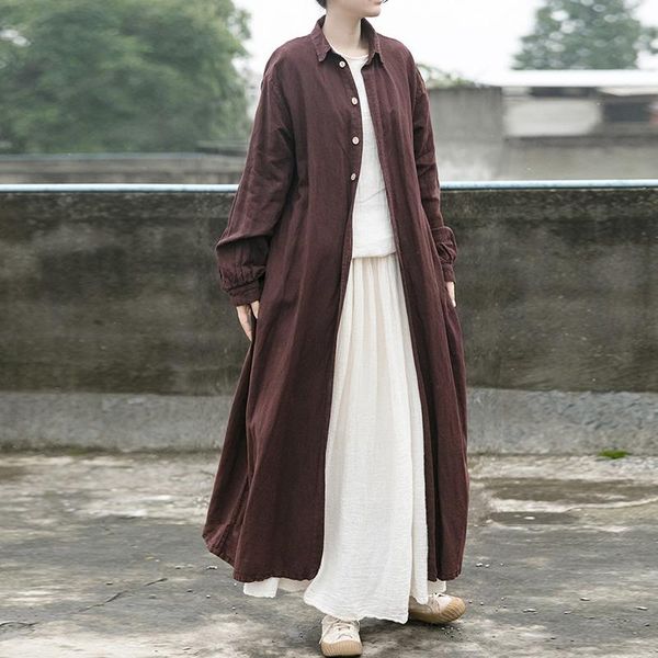 women's trench coats nini wonderland cotton linen 2021 autumn vintage long cardigan lady single breasted outerwear big size, Tan;black
women's trench coats nini wonderland cotton linen 2021 autumn vintage long cardigan lady single breasted outerwear big size, Tan;black
